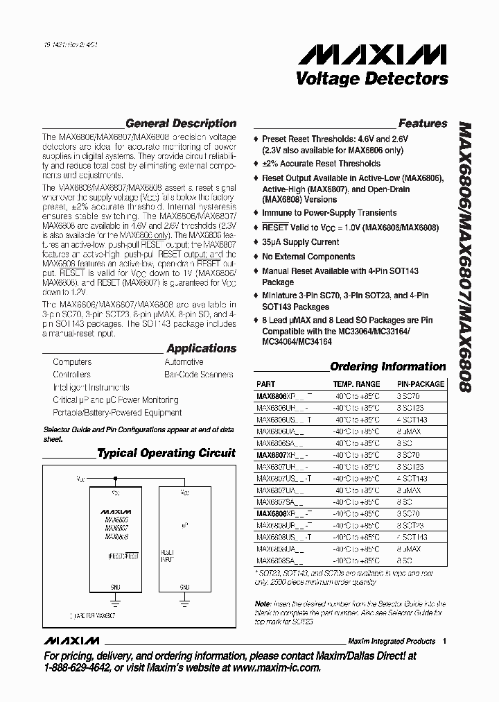 MAXIMINTEGRATEDPRODUCTSINC-MAX6807UR46-T_6654688.PDF Datasheet