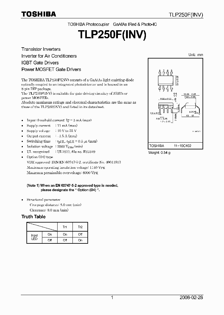 TLP250FINV_6659608.PDF Datasheet