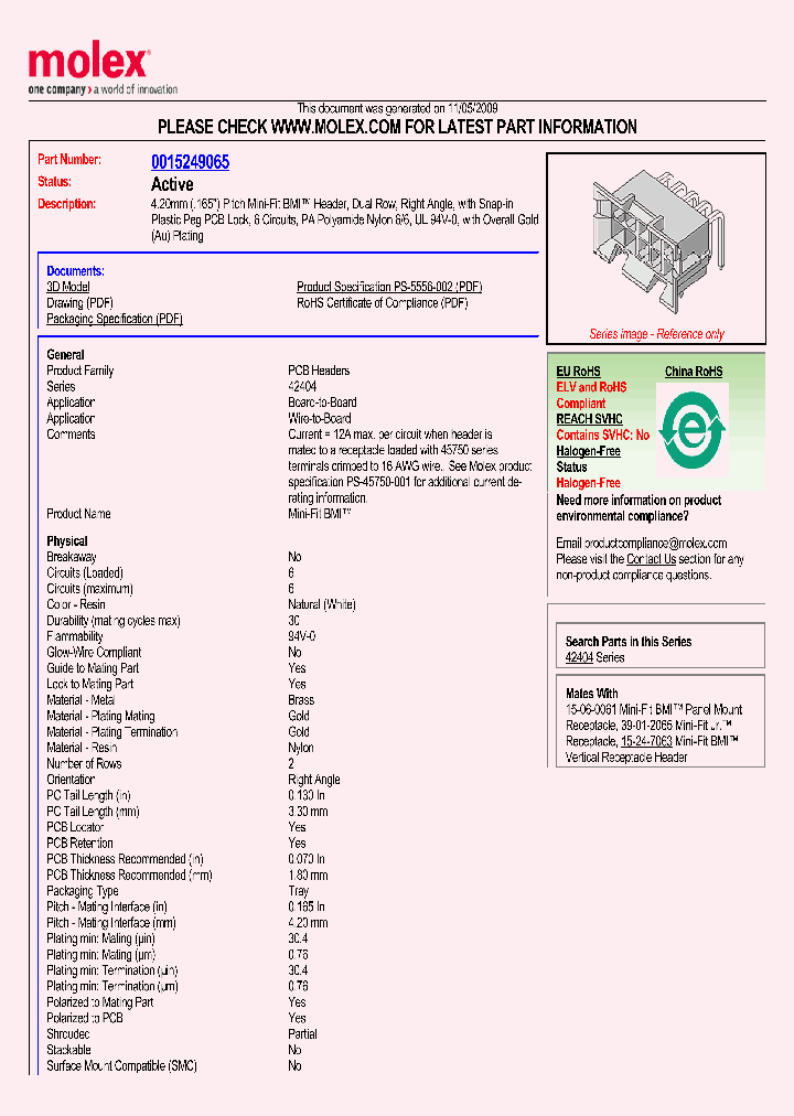 MOLEXINC-0015249065_6657098.PDF Datasheet