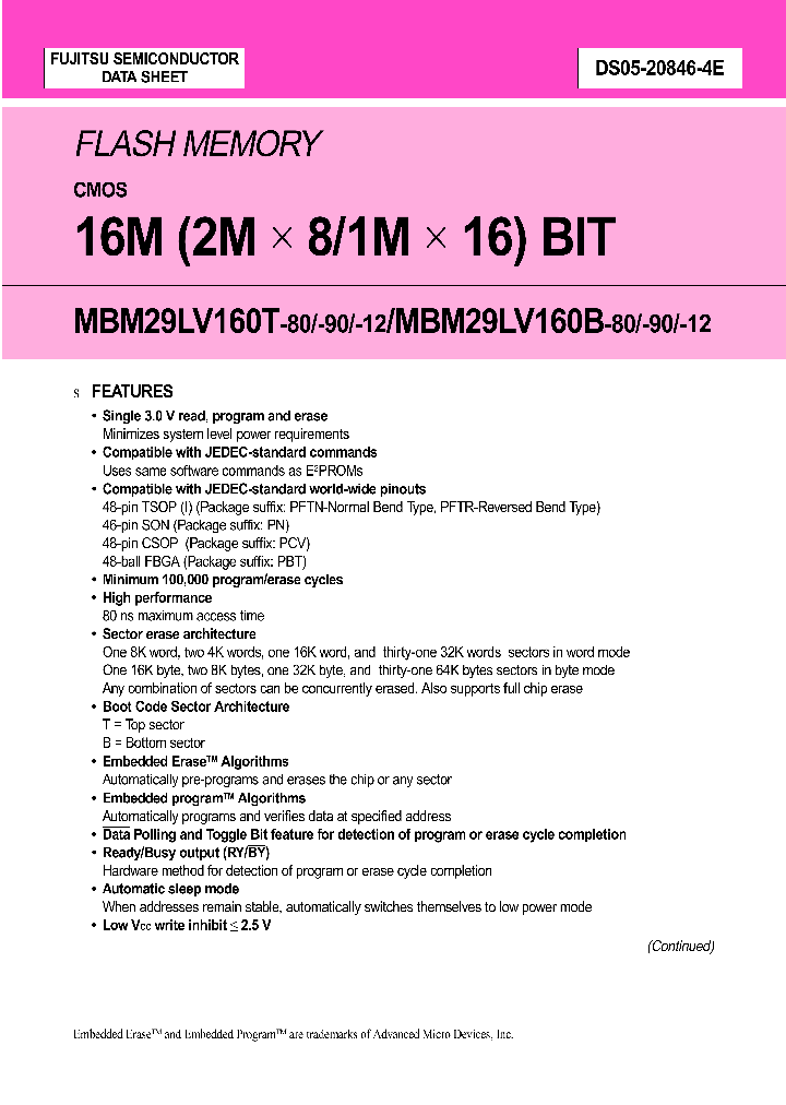 MBM29LV160B-90PBT-SF2-E1_6660629.PDF Datasheet