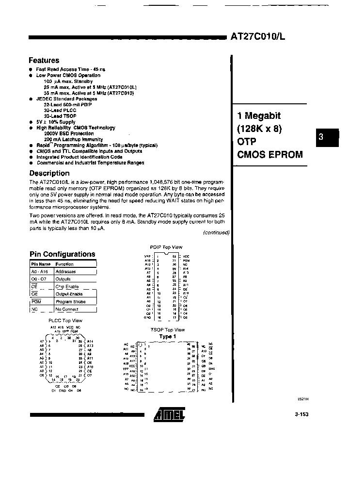 AT27C010L-90JCTR_6666514.PDF Datasheet