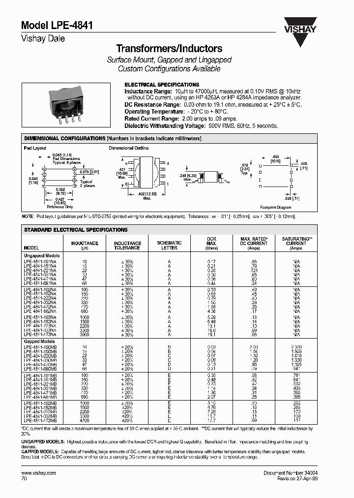VISHAYDALE-LPE-4841-100MB_6669813.PDF Datasheet