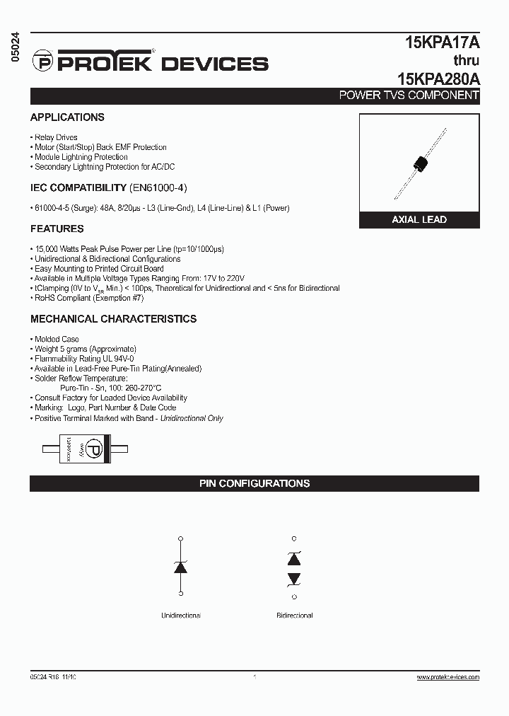 PROTEKDEVICES-15KPA45C_6670216.PDF Datasheet