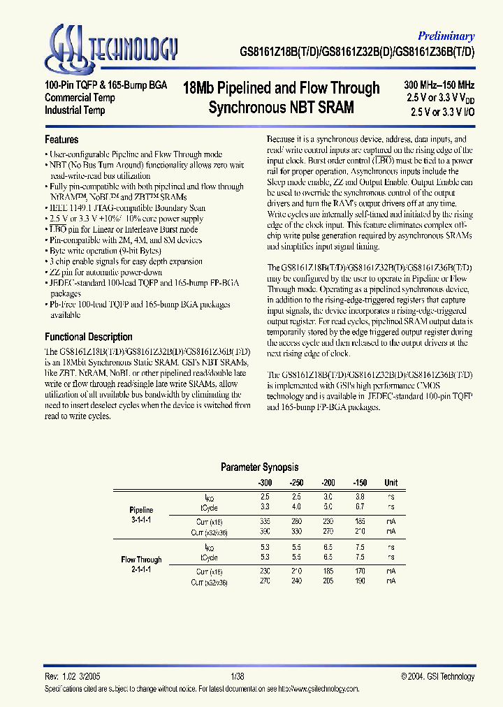 GS8161Z18BGT-300I_6673042.PDF Datasheet