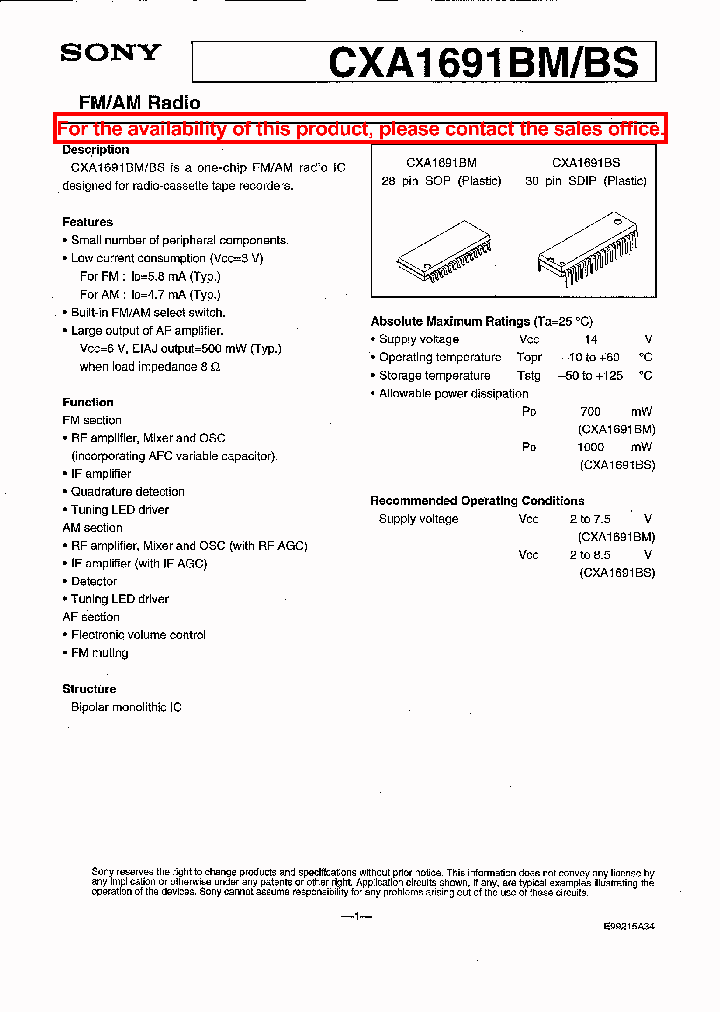 CXA1691BM_6672327.PDF Datasheet