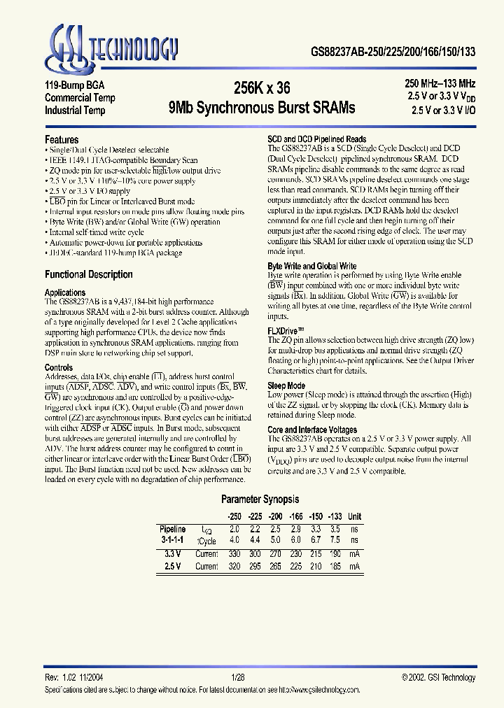 GS88237AB-250IT_6670503.PDF Datasheet