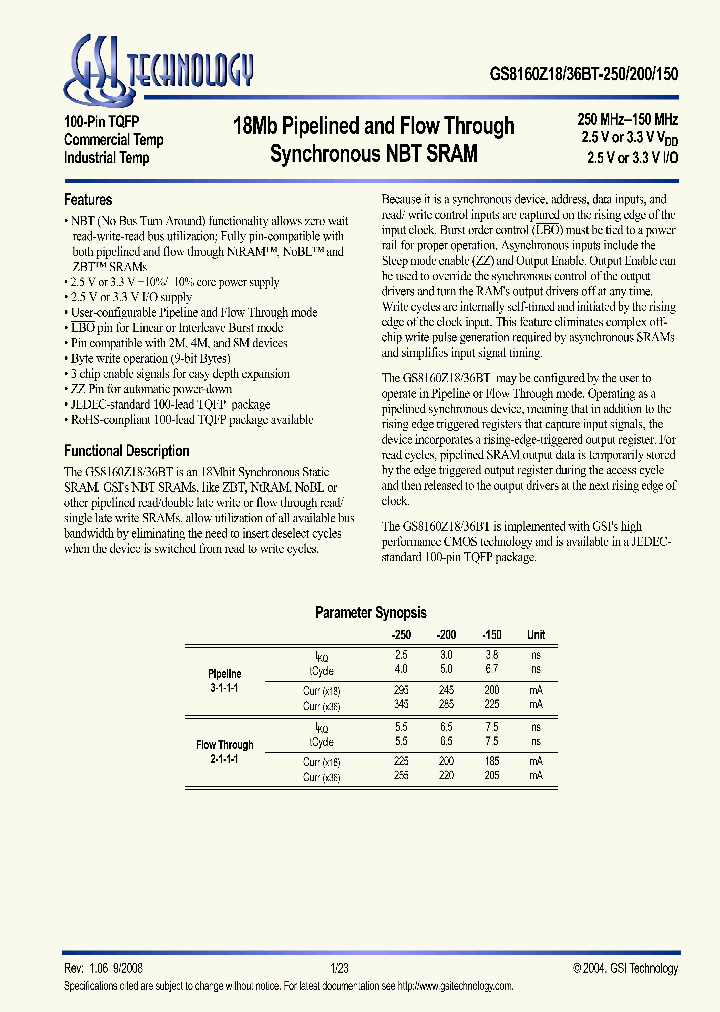 GS8160Z18BGT-150T_6673899.PDF Datasheet