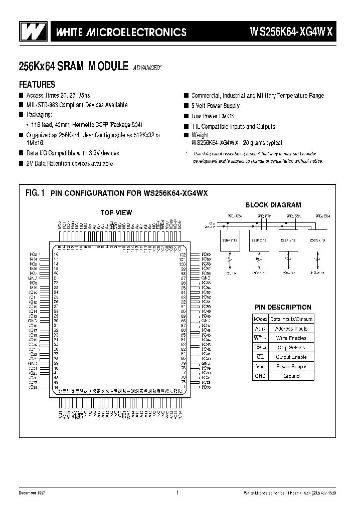 WS256K64-35G4WCA_6674731.PDF Datasheet