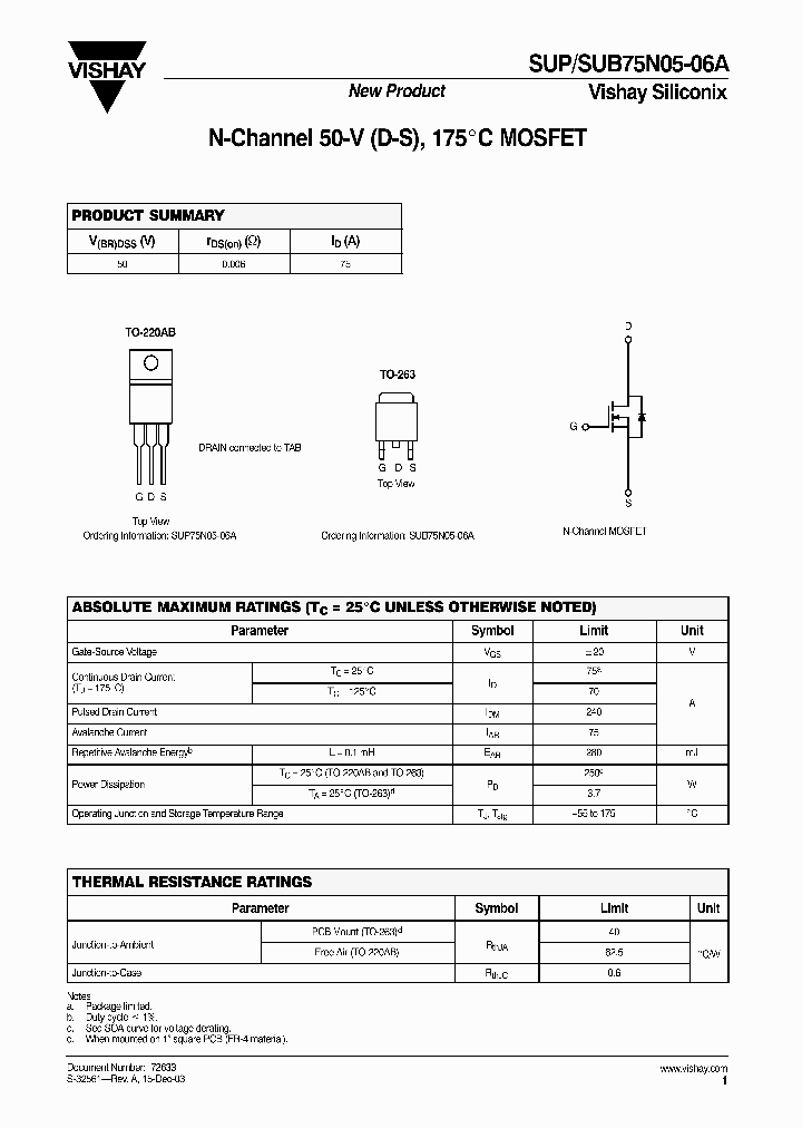 VISHAYSILICONIX-SUP75N05-06A-E3_6675942.PDF Datasheet