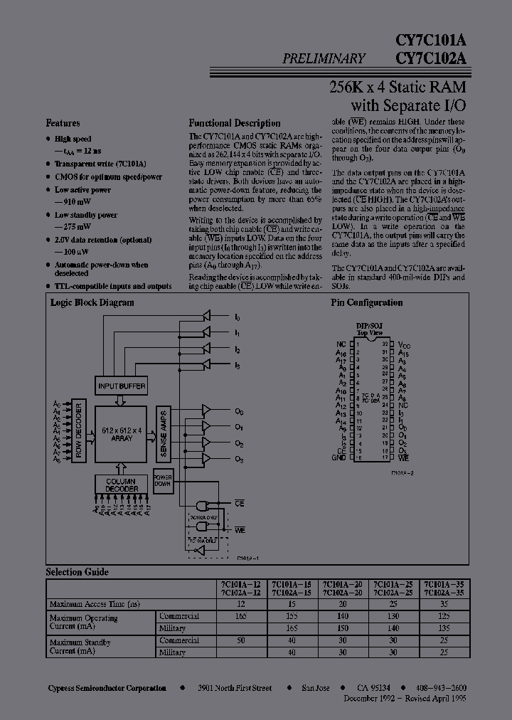 CY7C101A-35DMB_6679906.PDF Datasheet
