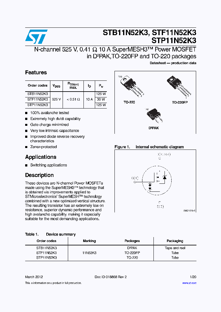 STP11N52K3_6873619.PDF Datasheet