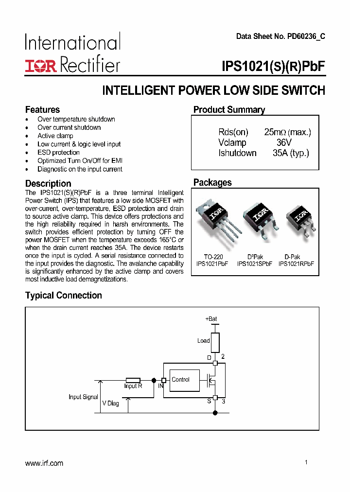 IPS1021STRLPBF_6682641.PDF Datasheet