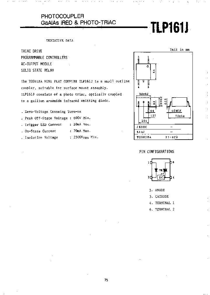 TLP161JR_6695075.PDF Datasheet