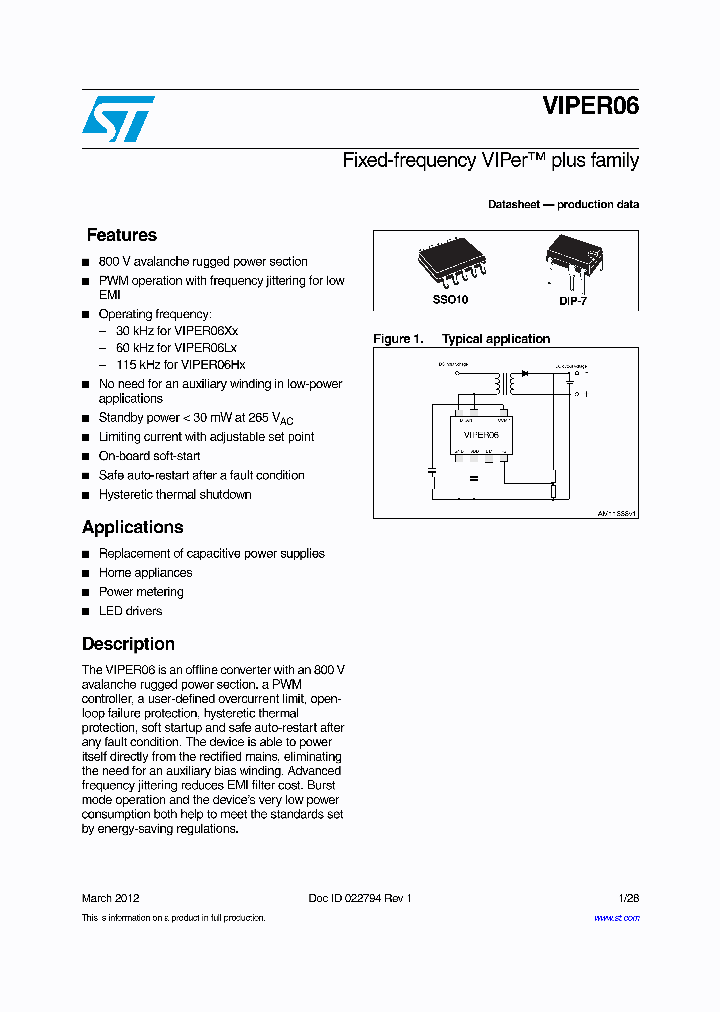 VIPER06HN_6909225.PDF Datasheet