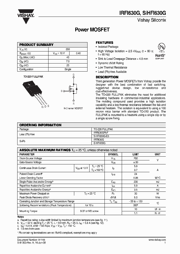 SIHFI630G_6701680.PDF Datasheet