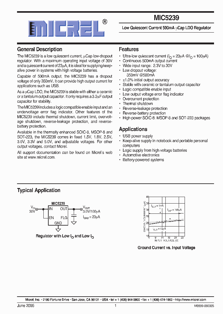MIC5239-25YS_6700993.PDF Datasheet