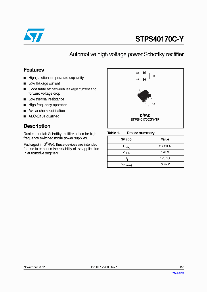STPS40170C-Y_6918492.PDF Datasheet