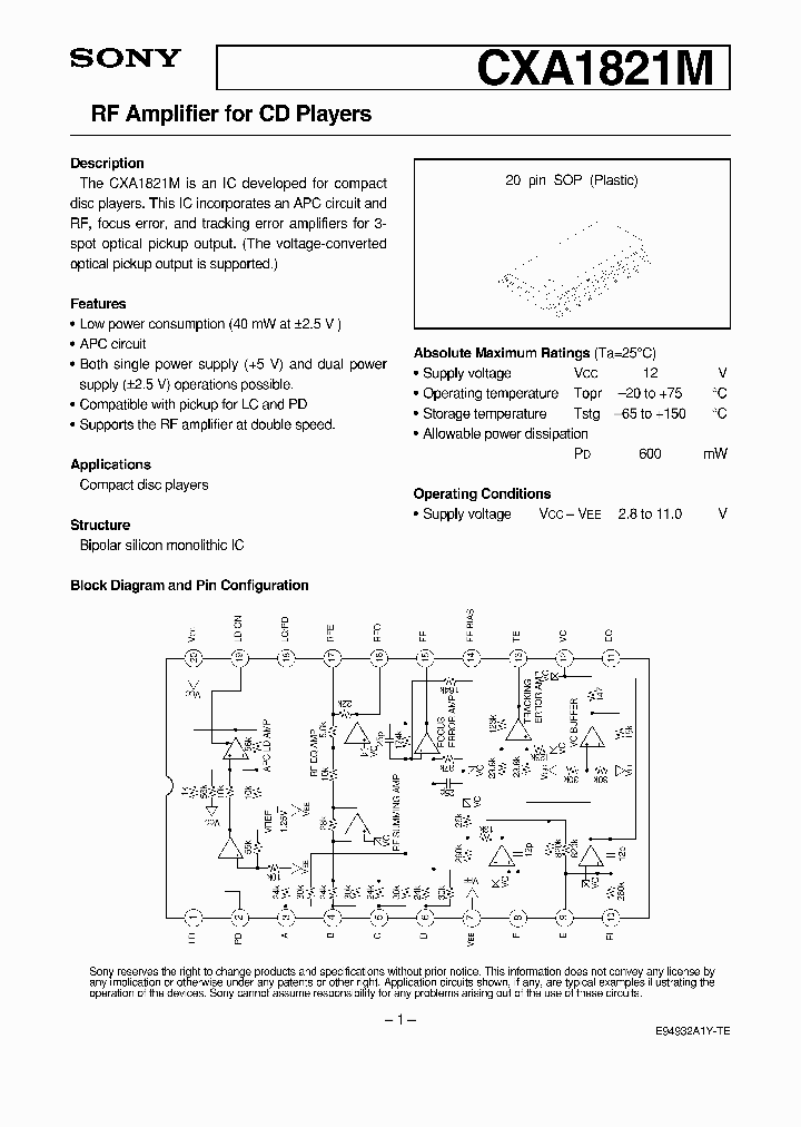 CXA1821M_6692574.PDF Datasheet