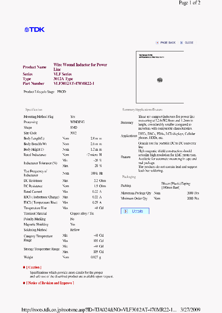 VLF3012AT-470MR22-1_6703938.PDF Datasheet