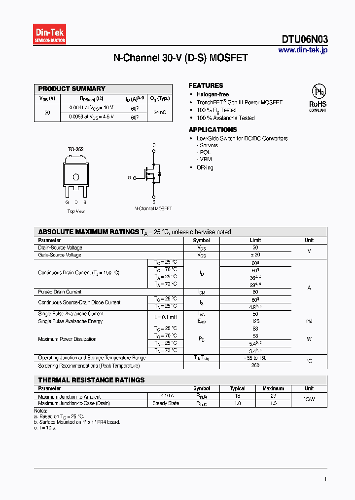 DTU06N03_6927607.PDF Datasheet