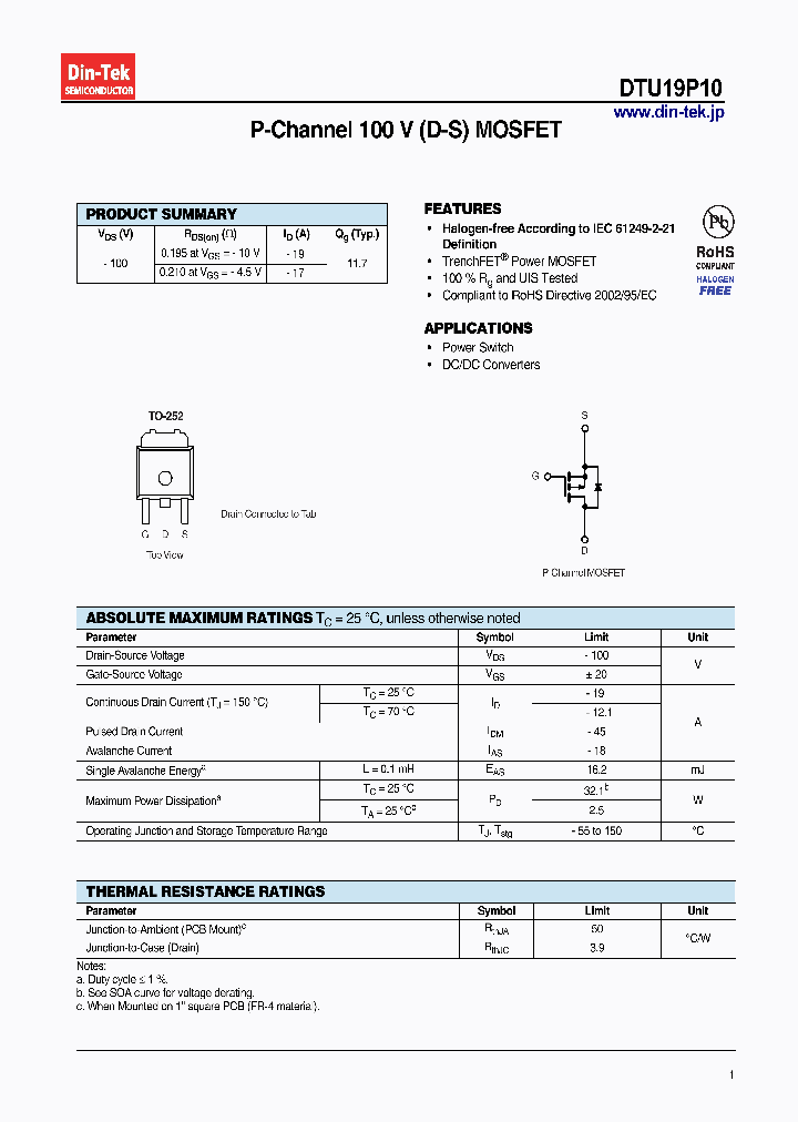 DTU19P10_6927618.PDF Datasheet
