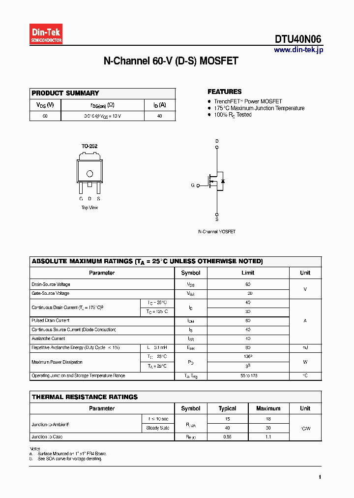 DTU40N06_6927625.PDF Datasheet