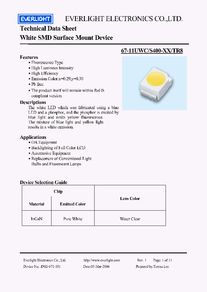 67-11UWCS400-X10TR8_6710117.PDF Datasheet