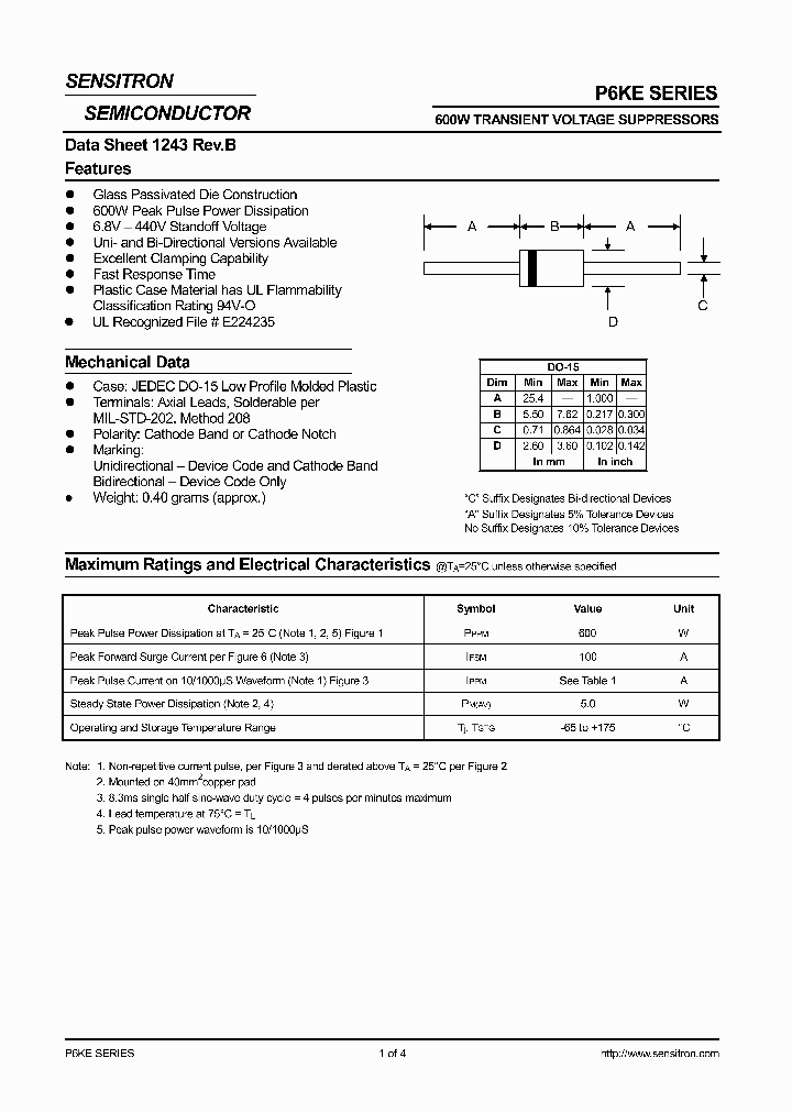 SENSITRONSEMICONDUCTOR-P6KE180CA-T3_6709352.PDF Datasheet