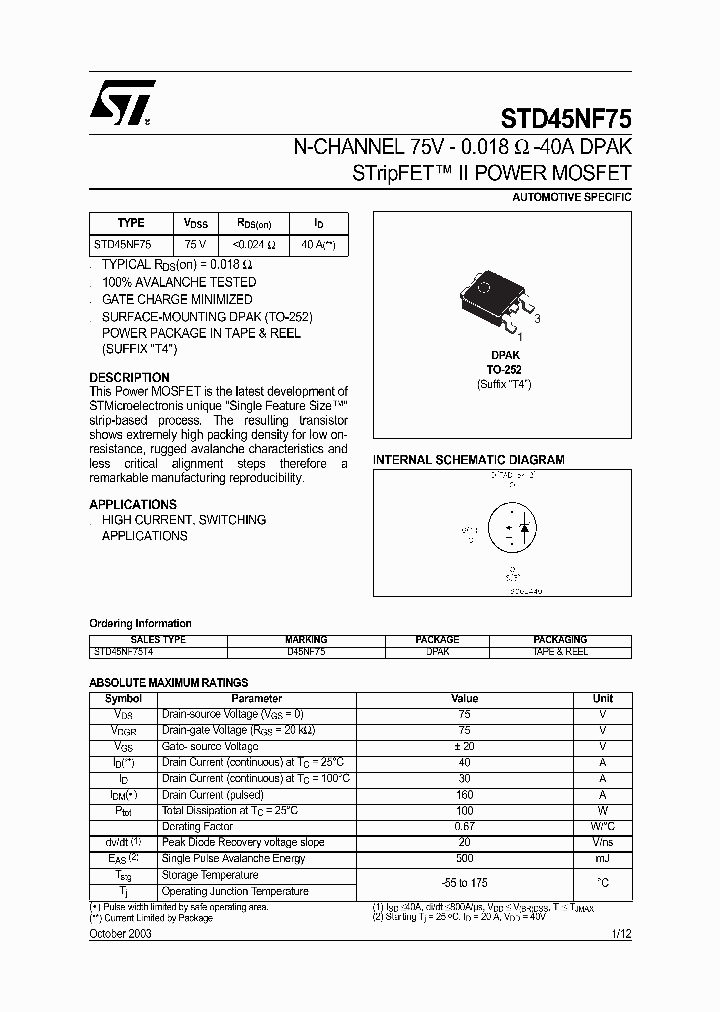 STD45NF75_6711286.PDF Datasheet