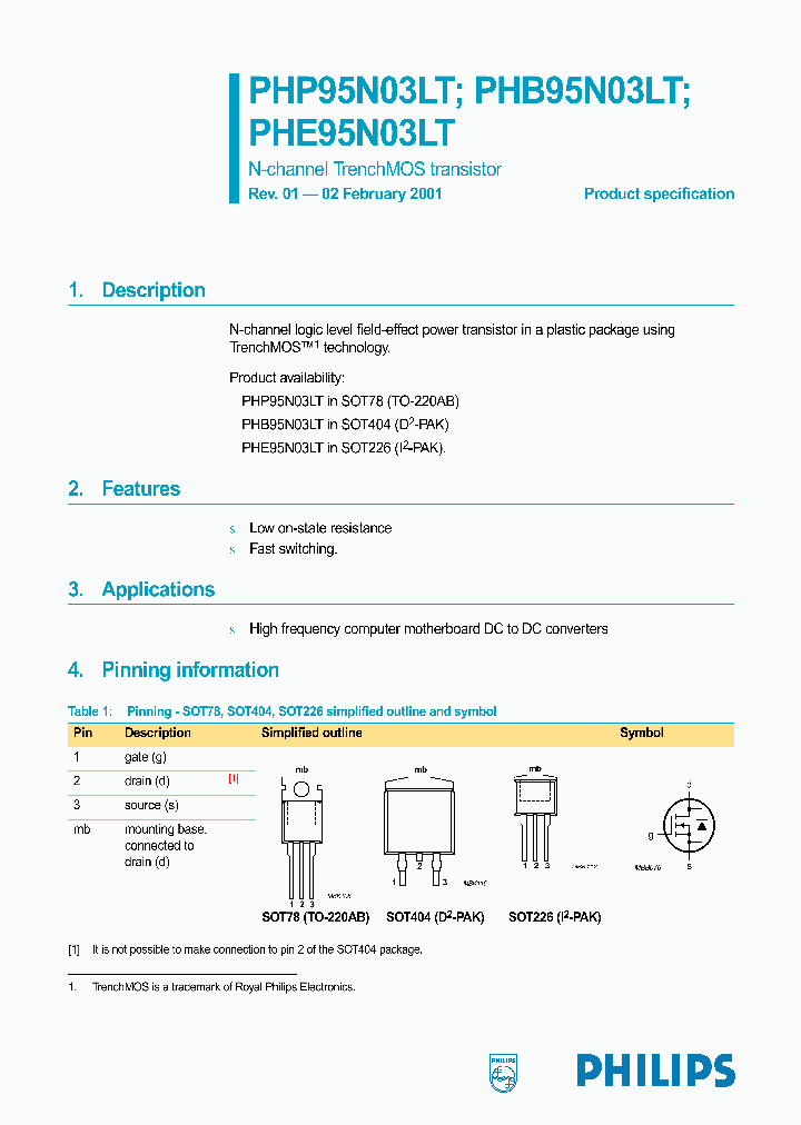 NXPSEMICONDUCTORS-PHE95N03LT_6713540.PDF Datasheet