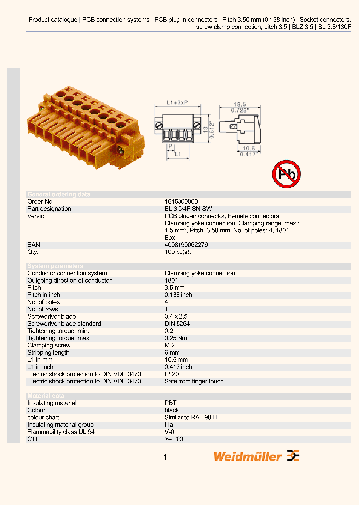 WEIDMULLER-1615800000_6716026.PDF Datasheet