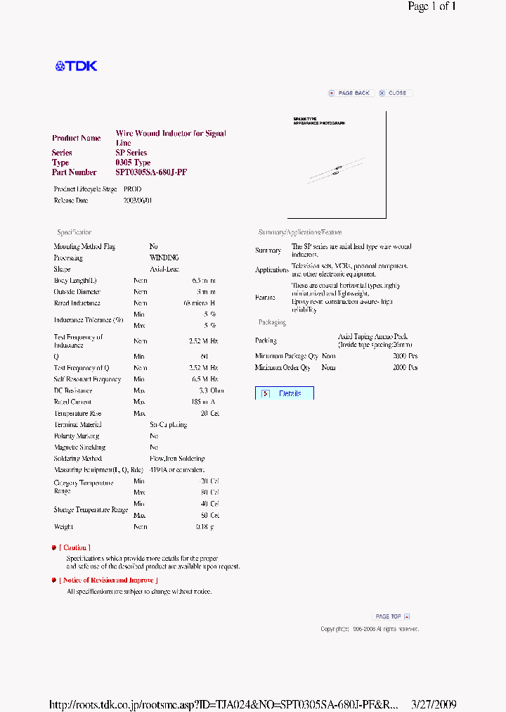 SPT0305SA-680J-PF_6718635.PDF Datasheet