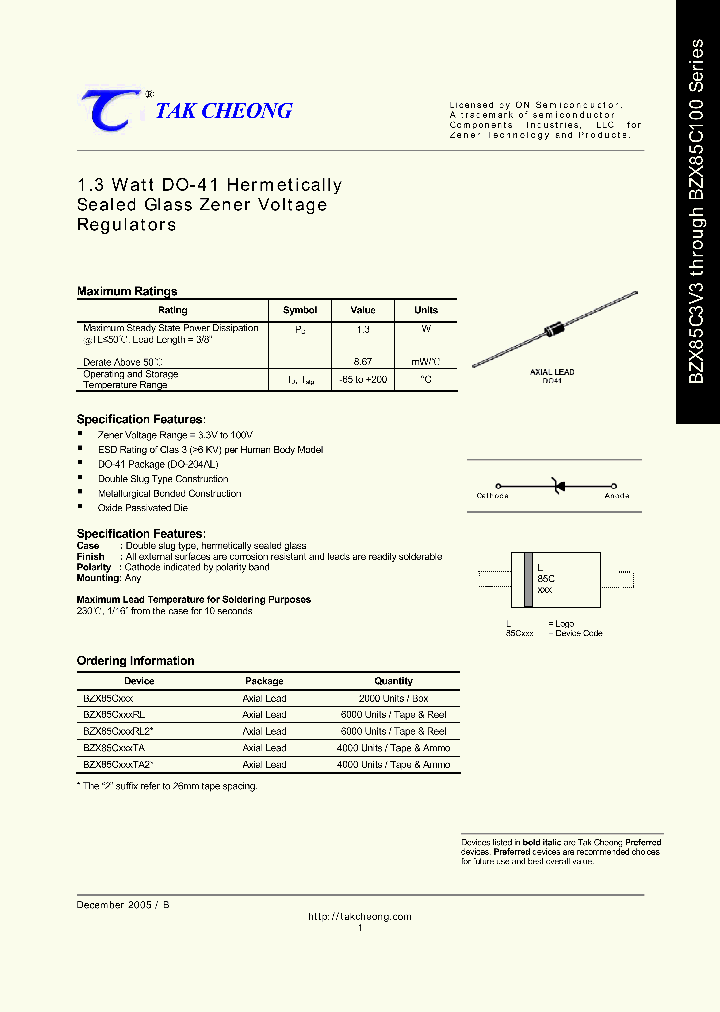 BZX85C100RL_6721758.PDF Datasheet