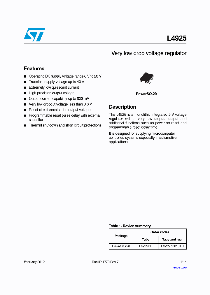 L4925PD013TR_6723440.PDF Datasheet