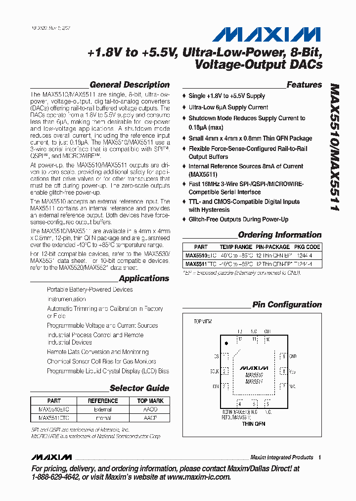 MAXIMINTEGRATEDPRODUCTSINC-MAX5511ETC-T_6726309.PDF Datasheet