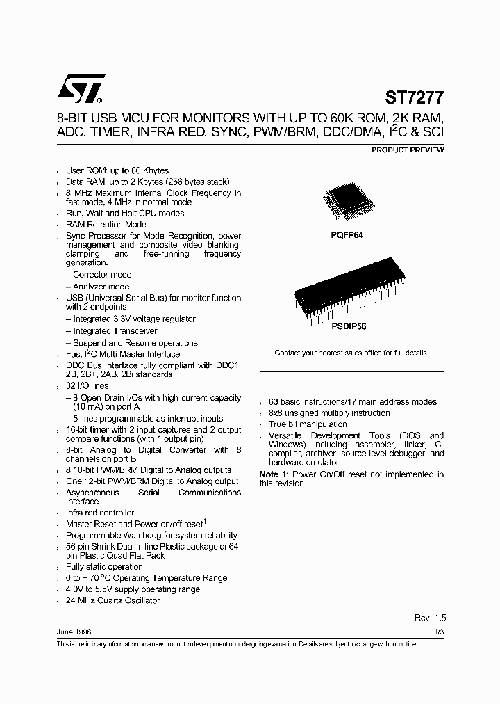STMICROELECTRONICS-ST72E771R9G1_6728634.PDF Datasheet
