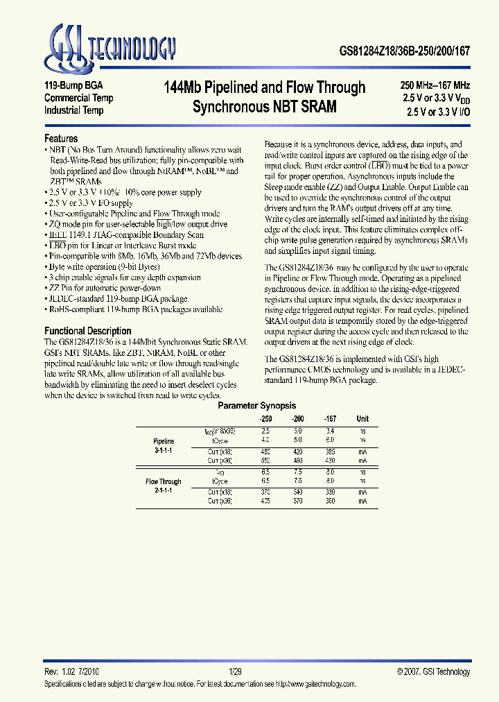 GS81284Z18B-250T_6733414.PDF Datasheet