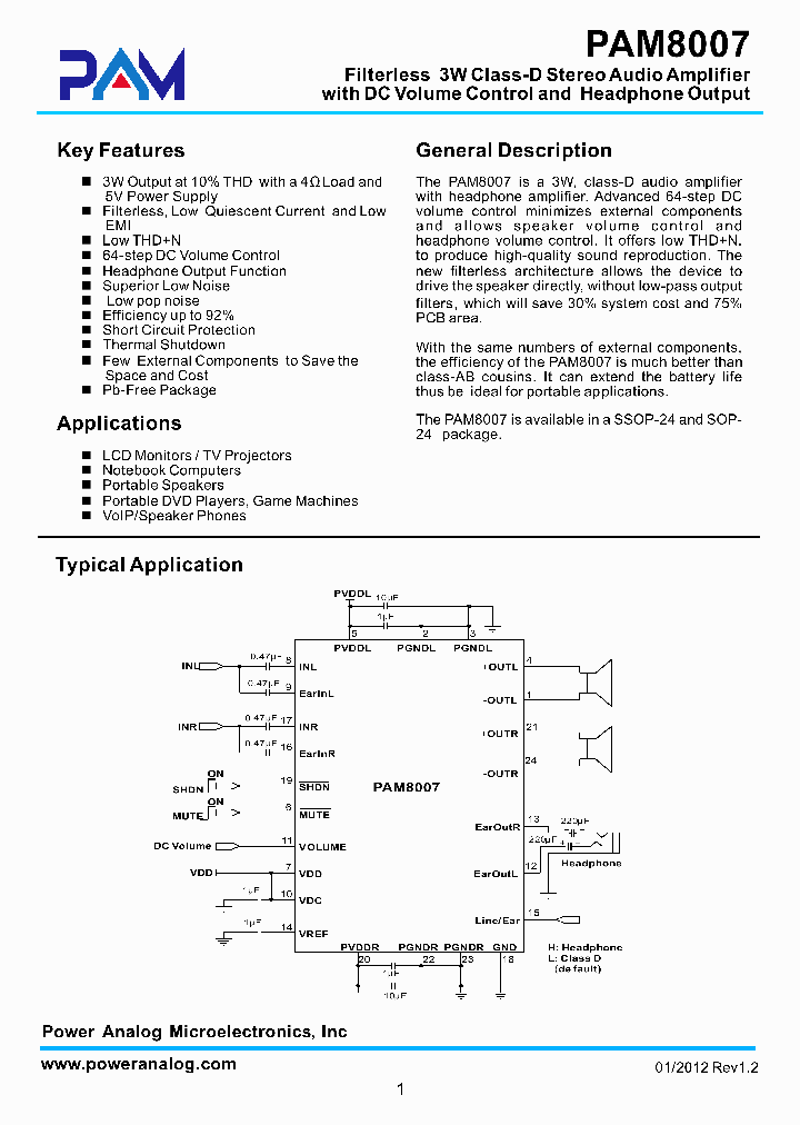 PAM8007_6936874.PDF Datasheet