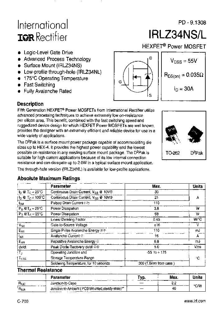 IRLZ34NSTRL_6738560.PDF Datasheet