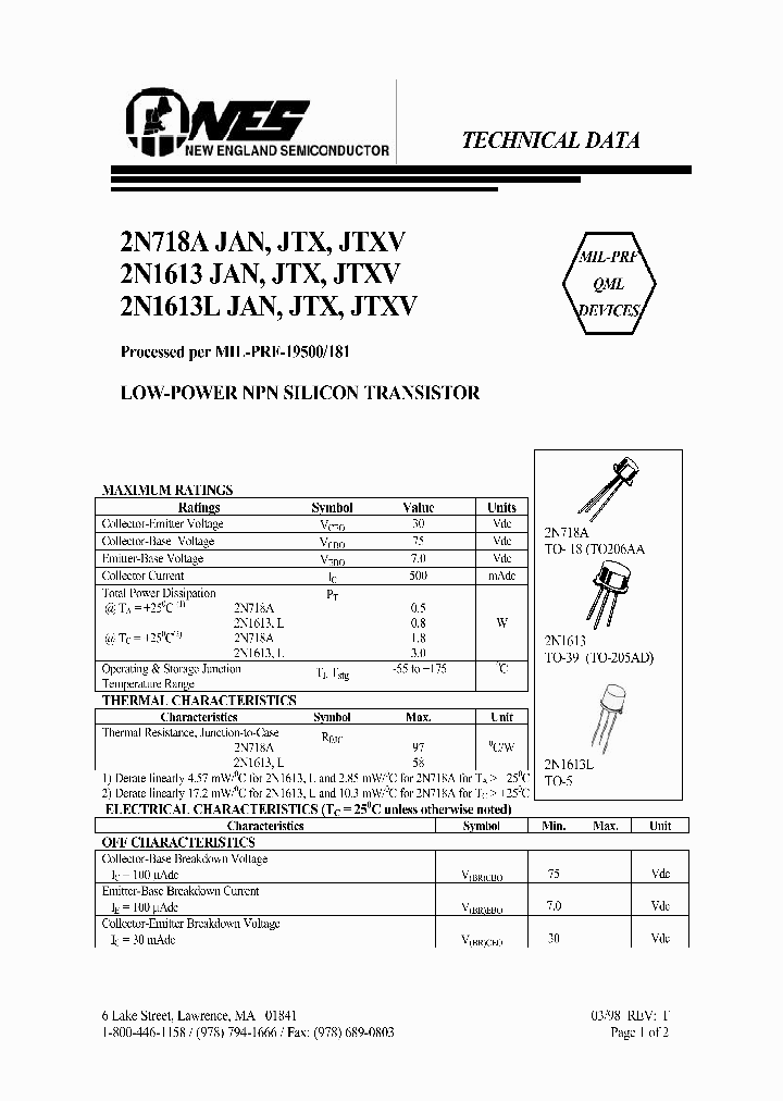 JANTXV2N718A_6737785.PDF Datasheet