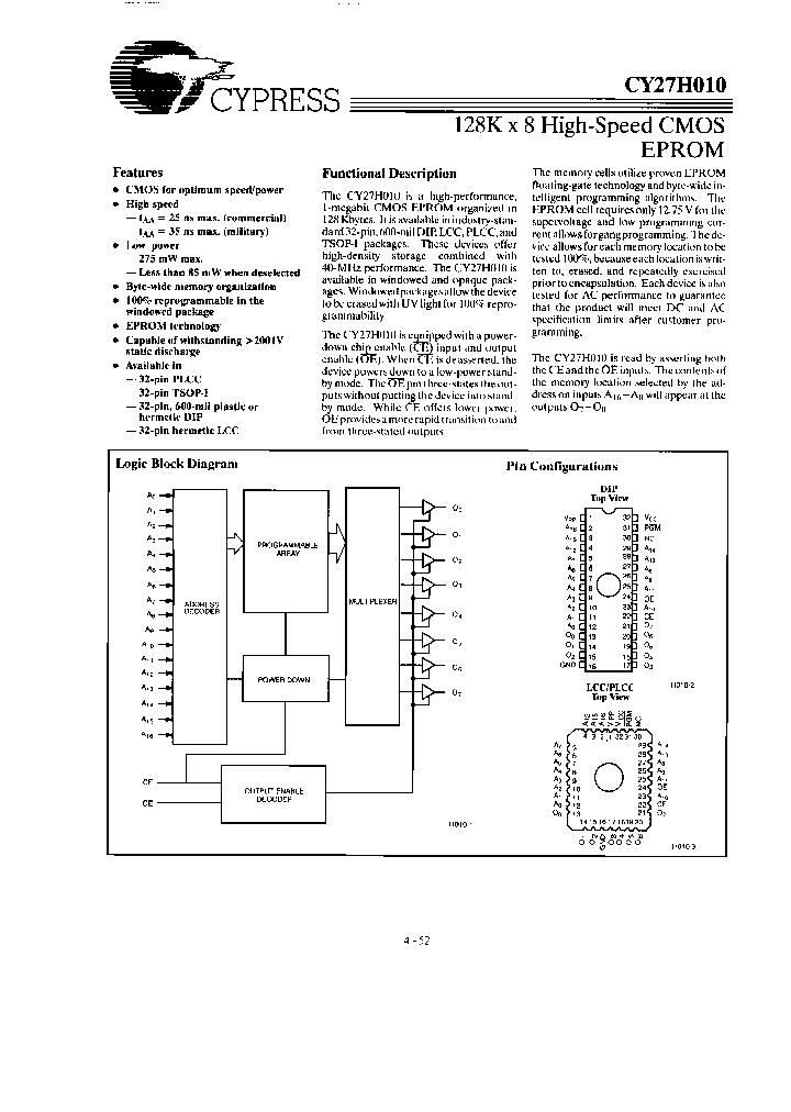 CY27H010-30JCT_6740722.PDF Datasheet