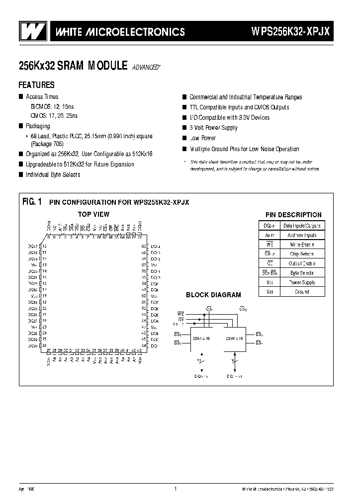 WPS256K32-17PJC_6746898.PDF Datasheet