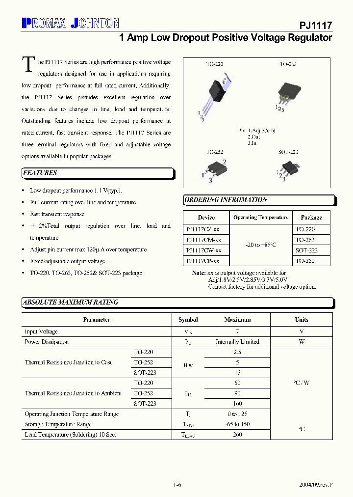 PJ1117CM-ADJ_6751108.PDF Datasheet