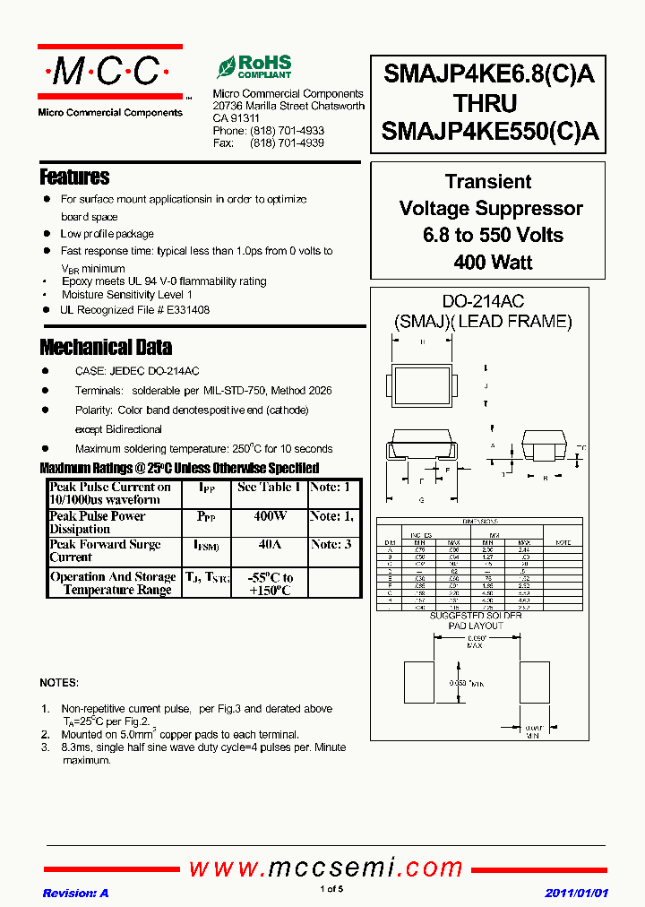 SMAJP4KE68A-TP_6747297.PDF Datasheet