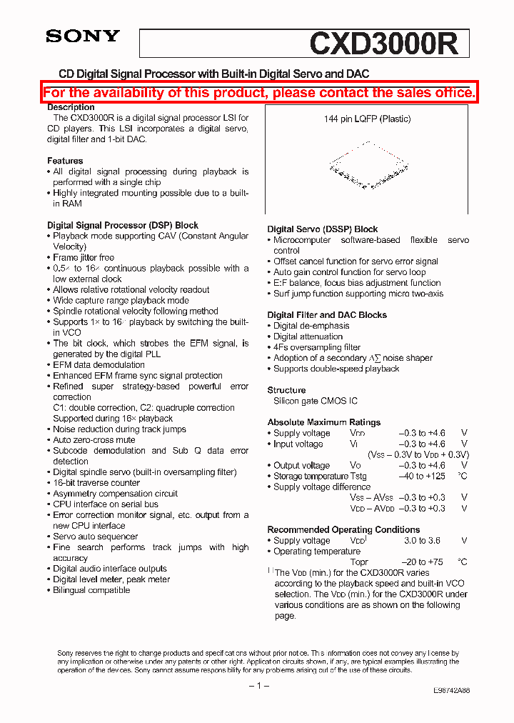 CXD3000R_6754607.PDF Datasheet
