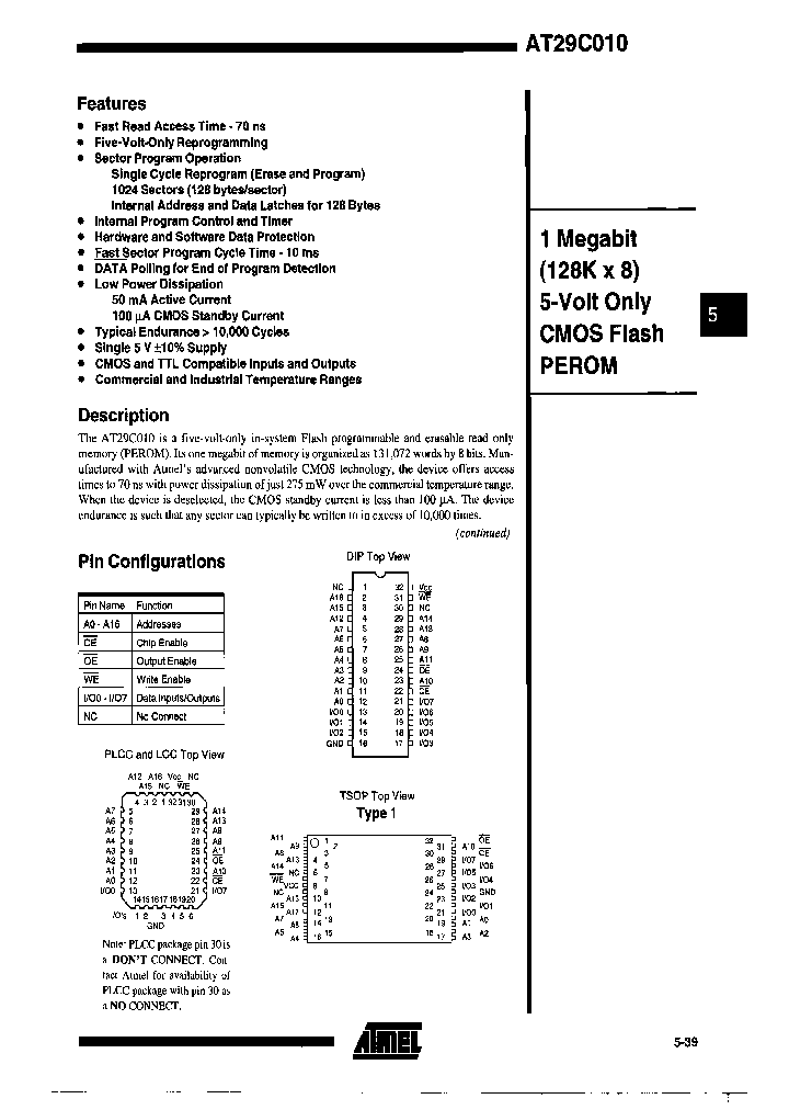 AT29C010-20JITR_6763323.PDF Datasheet
