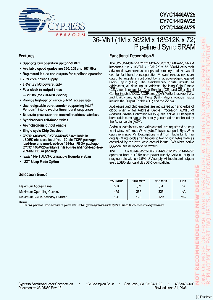 CY7C1440AV25-167AXI_6770889.PDF Datasheet