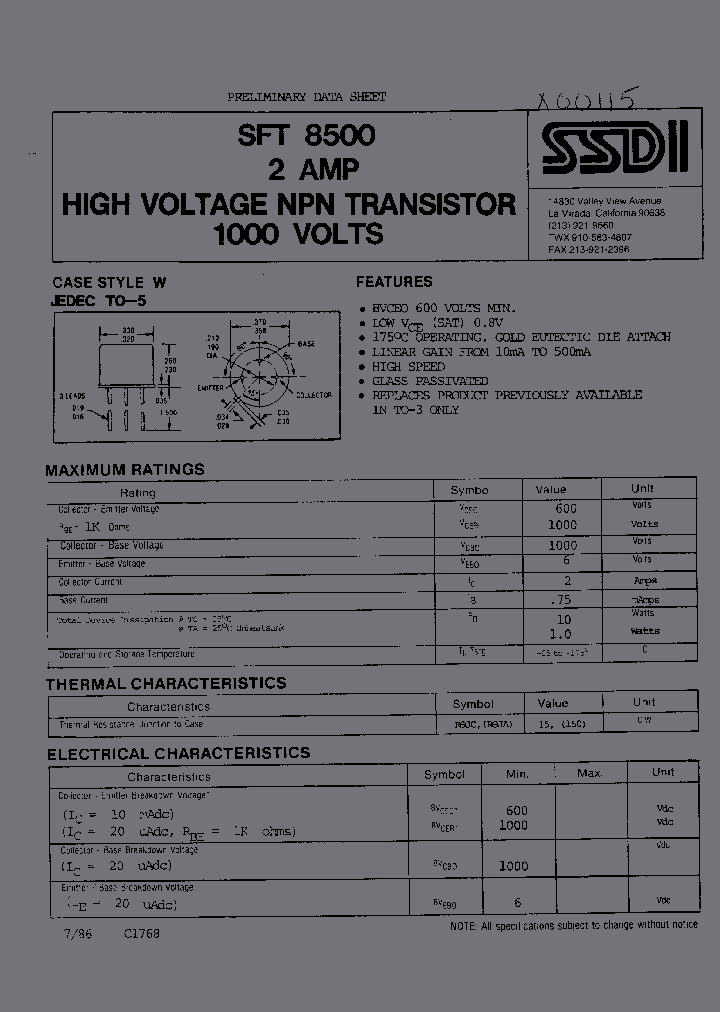 SOLIDSTATEDEVICESINC-SFT8500_6773578.PDF Datasheet