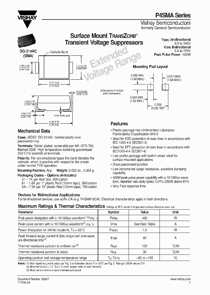 P4SMA15A-61_6779658.PDF Datasheet