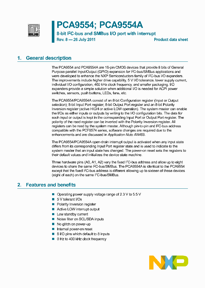 NXPSEMICONDUCTORSNV-PCA9554D_6783070.PDF Datasheet